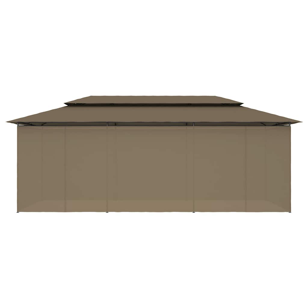 vidaXL Gazebo with Curtains 600x298x270 cm Taupe 180 g/m²