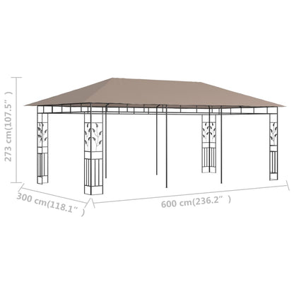 vidaXL Gazebo with Mosquito Net 6x3x2.73 m Taupe 180 g/m²