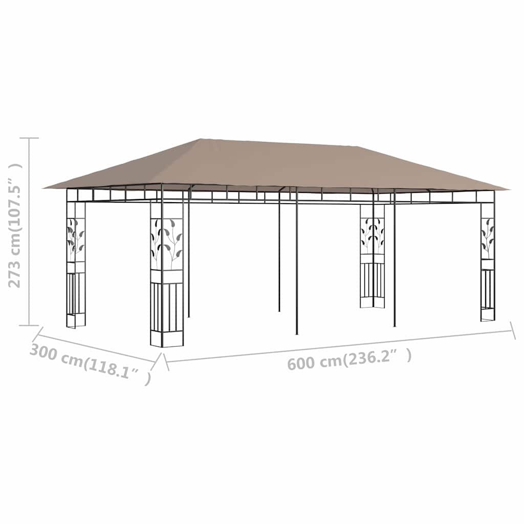 vidaXL Gazebo with Mosquito Net 6x3x2,73 m Taupe 180 g/m²