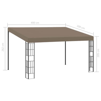 312261 vidaXL Wall-mounted Gazebo 4x3 m Taupe Fabric