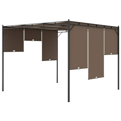 vidaXL Garden Gazebo with Side Curtain 3x3x2.25 m Taupe