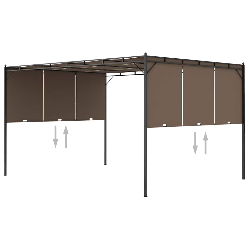 312264 vidaXL Garden Gazebo with Side Curtain 4x3x2,25 m Taupe