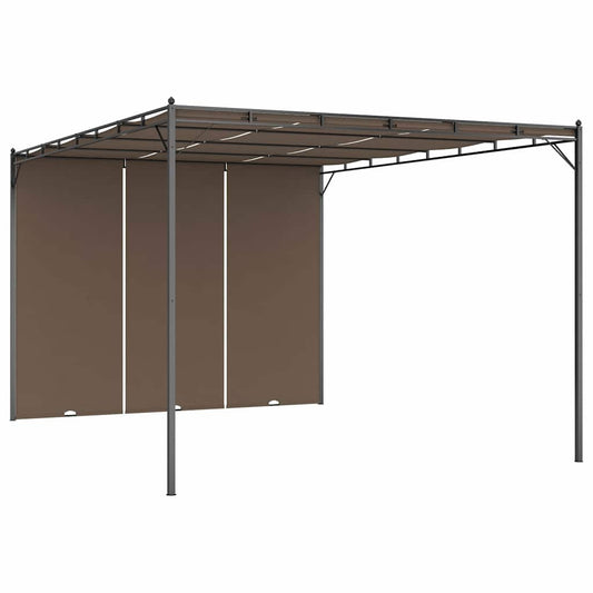 312264 vidaXL Garden Gazebo with Side Curtain 4x3x2,25 m Taupe