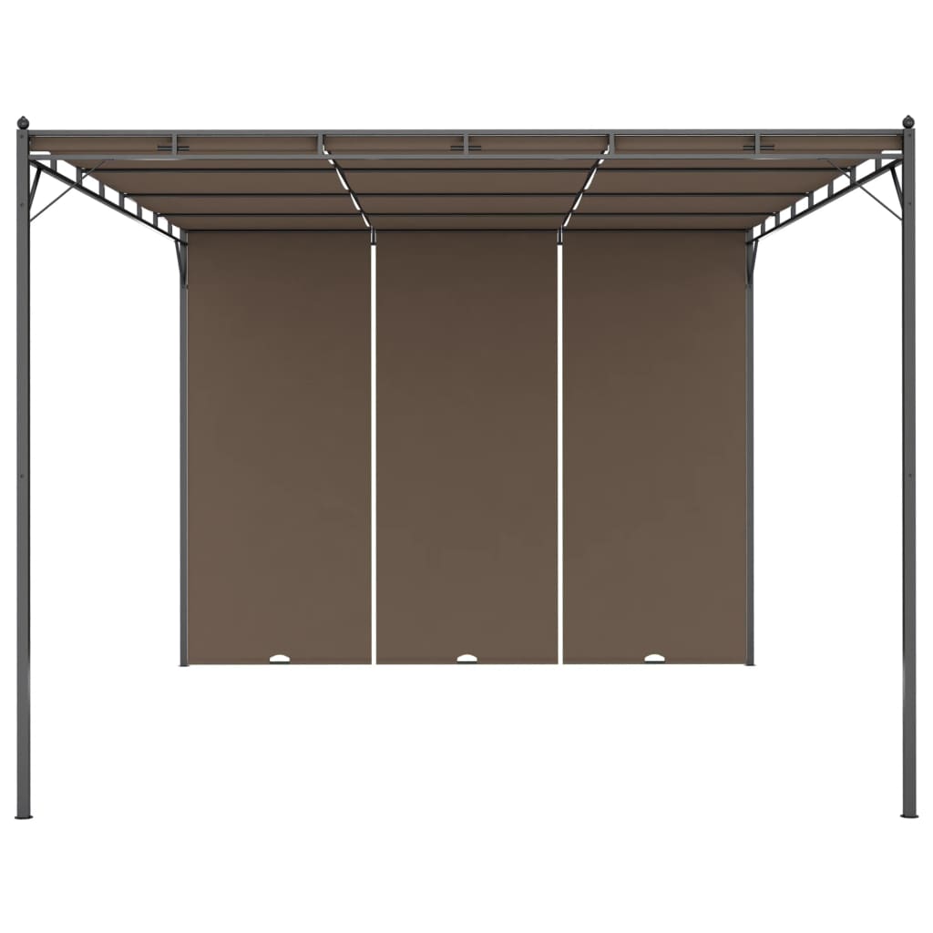 vidaXL Garden Gazebo with Side Curtain 4x3x2.25 m Taupe