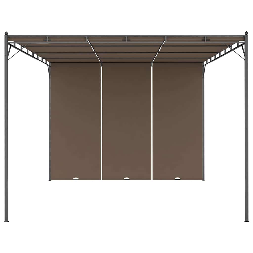 312264 vidaXL Garden Gazebo with Side Curtain 4x3x2,25 m Taupe