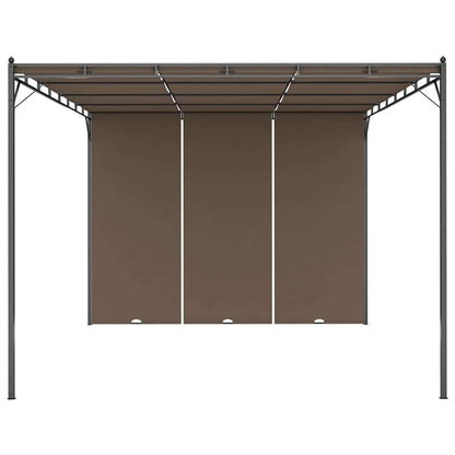 312264 vidaXL Garden Gazebo with Side Curtain 4x3x2,25 m Taupe