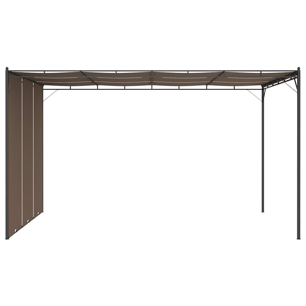 312264 vidaXL Garden Gazebo with Side Curtain 4x3x2,25 m Taupe