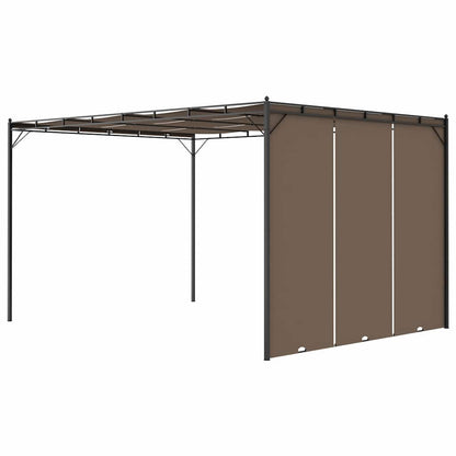 312264 vidaXL Garden Gazebo with Side Curtain 4x3x2,25 m Taupe