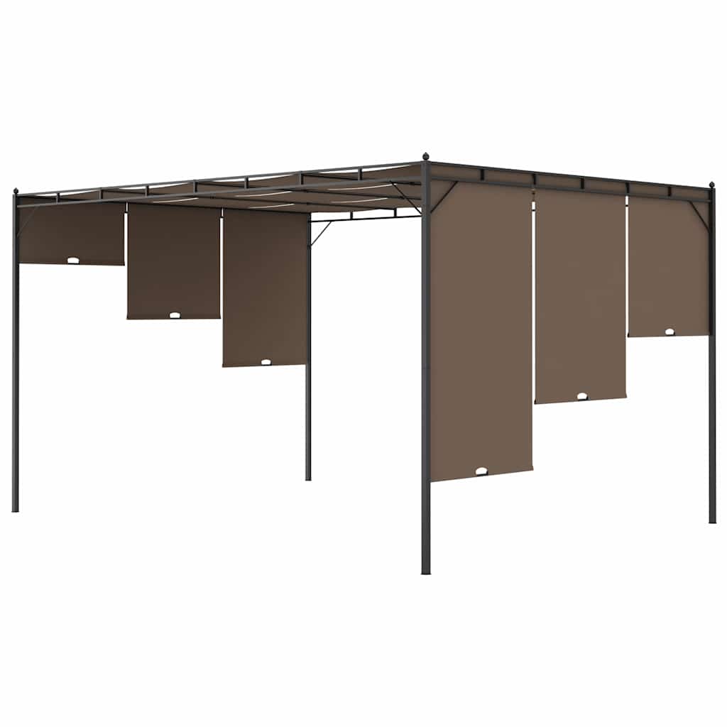 312264 vidaXL Garden Gazebo with Side Curtain 4x3x2,25 m Taupe