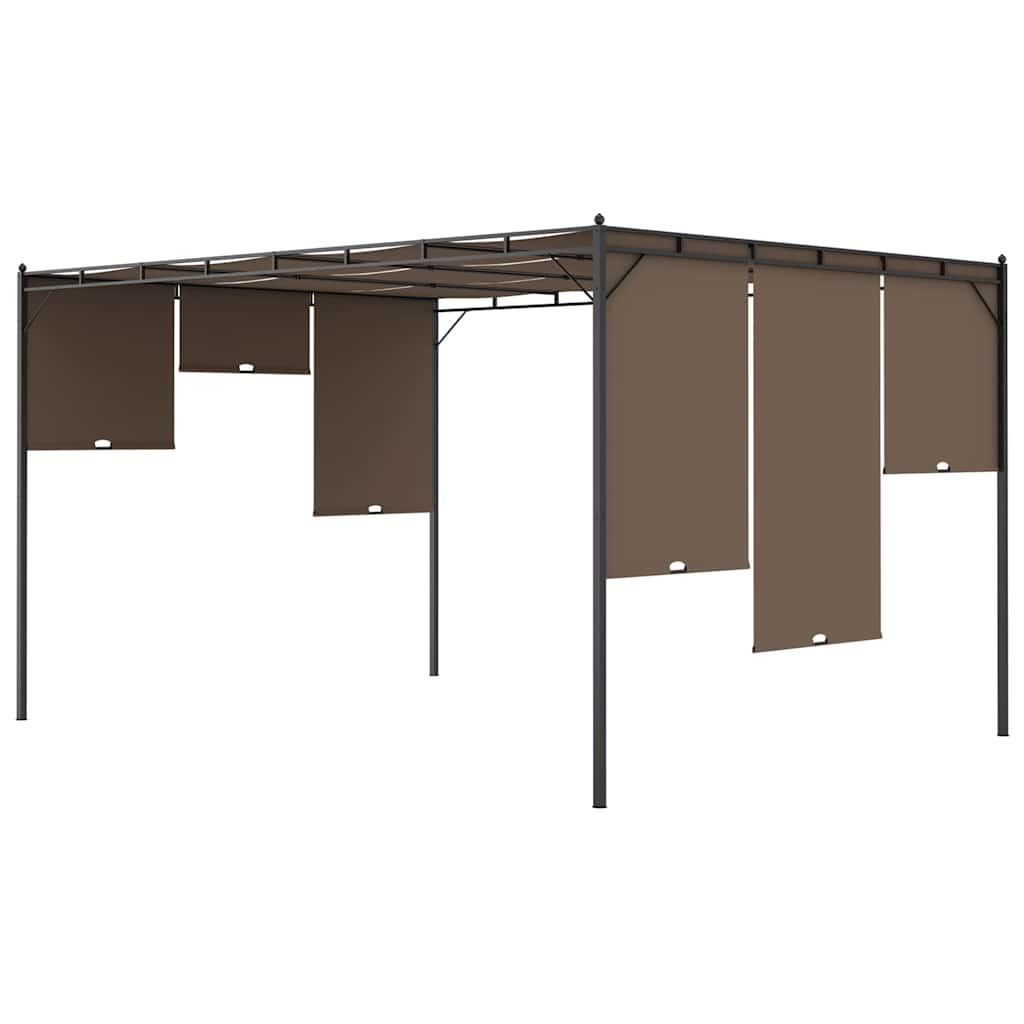 312264 vidaXL Garden Gazebo with Side Curtain 4x3x2,25 m Taupe