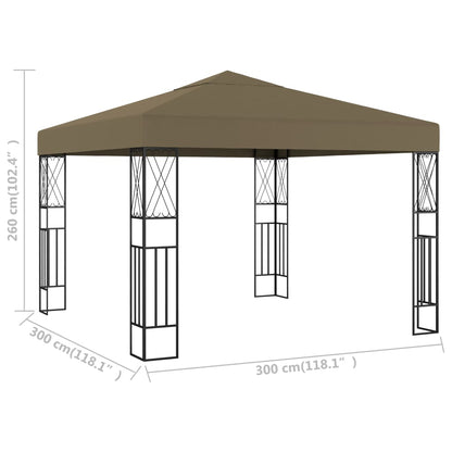 vidaXL Gazebo | Taupe | Polyester fabric and steel | 3x3 metres | Durable