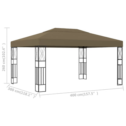 vidaXL Gazebo 3x4 m Taupe Fabric