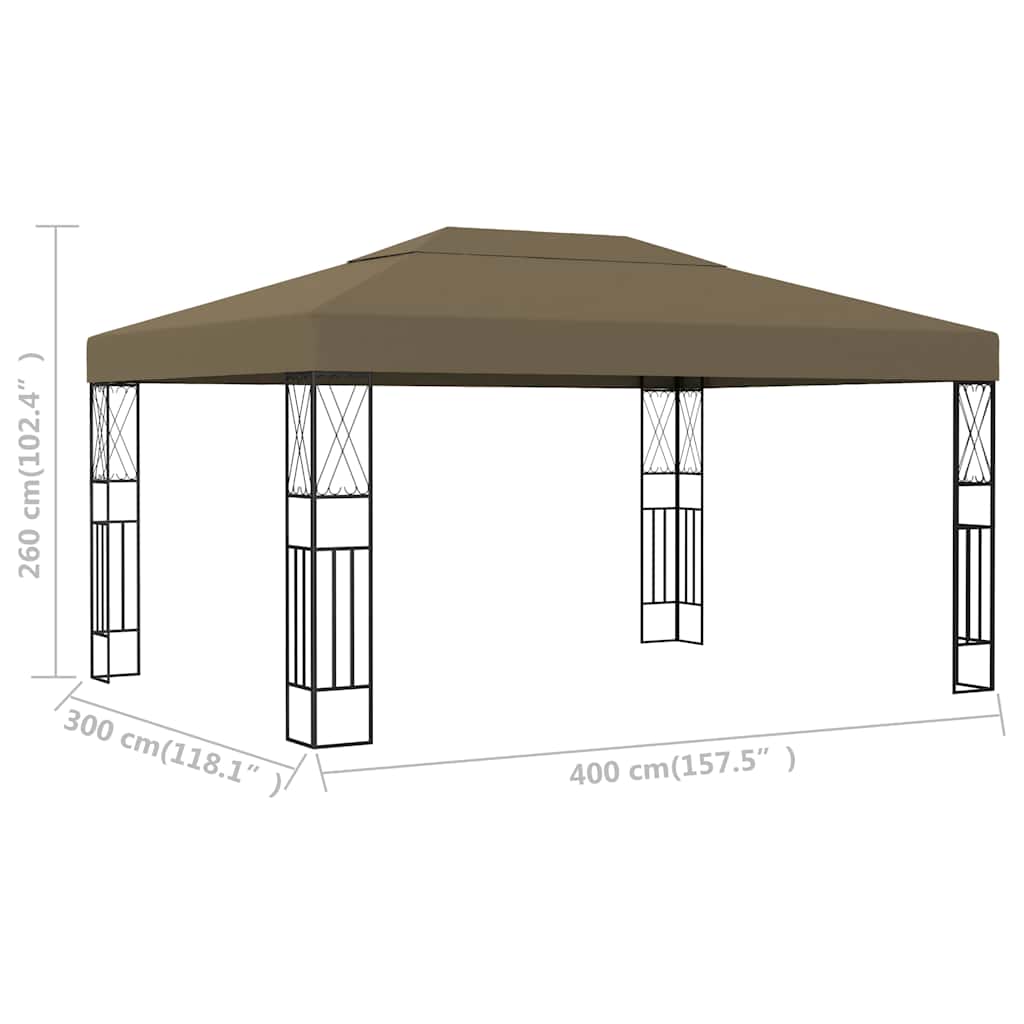 vidaXL Gazebo 3x4 m Taupe Fabric
