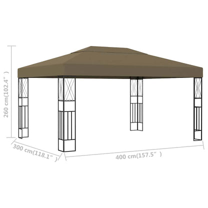 vidaXL Gazebo 3x4 m Taupe Fabric
