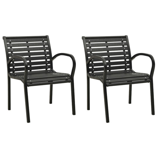 312034 vidaXL Garden Chairs 2 pcs Steel and WPC Black