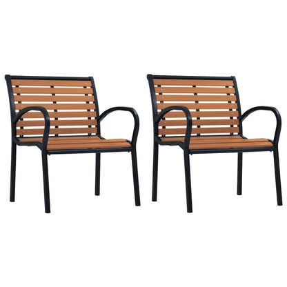 vidaXL Garden Chair | Set of 2 | Black and Brown | Steel and WPC | Standard