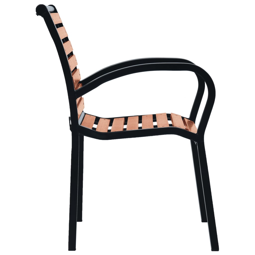vidaXL Garden Chair | Set of 2 | Black and Brown | Steel and WPC | Standard
