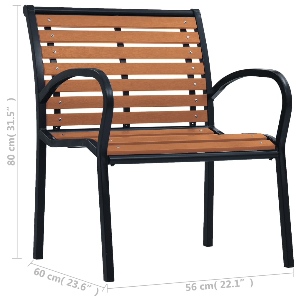 vidaXL Garden Chair | Set of 2 | Black and Brown | Steel and WPC | Standard