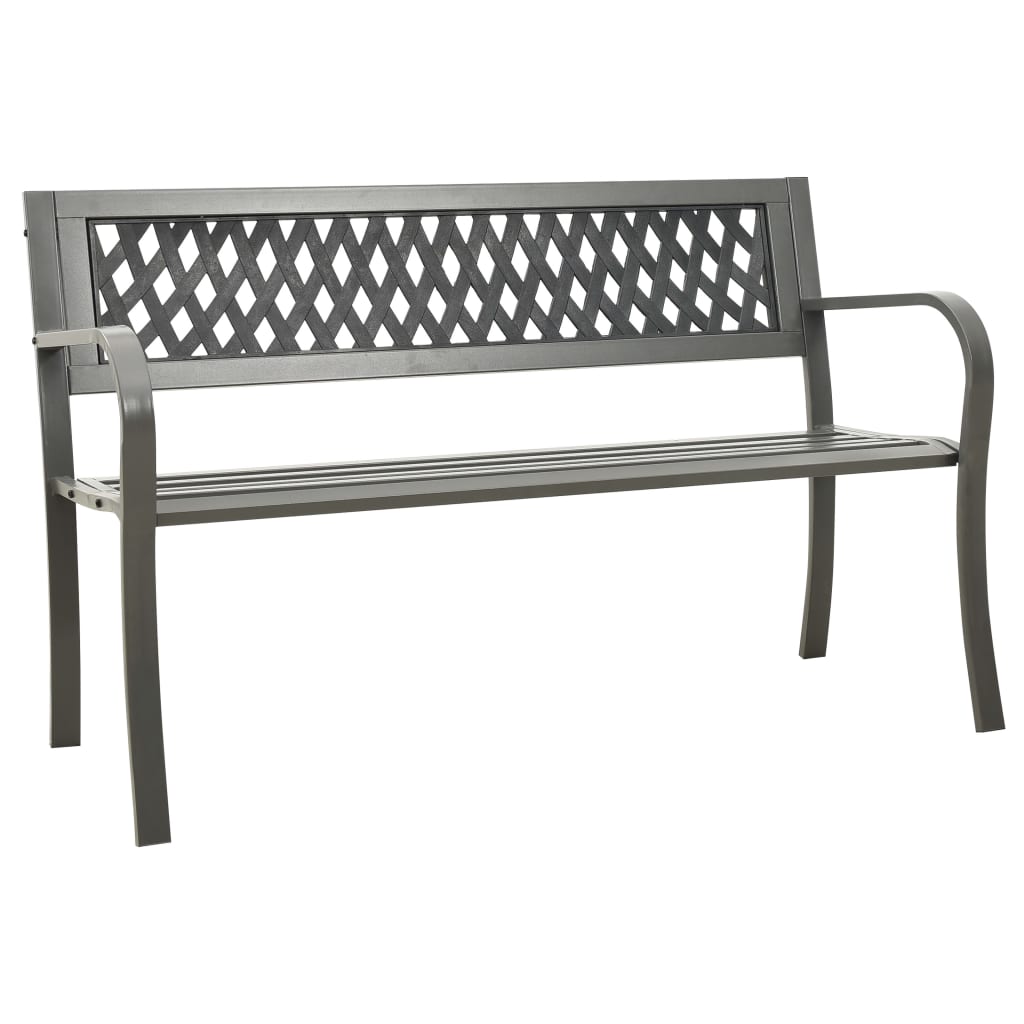 vidaXL Garden Bench | Grey | Powder-coated steel, Plastic | Standard | Durable