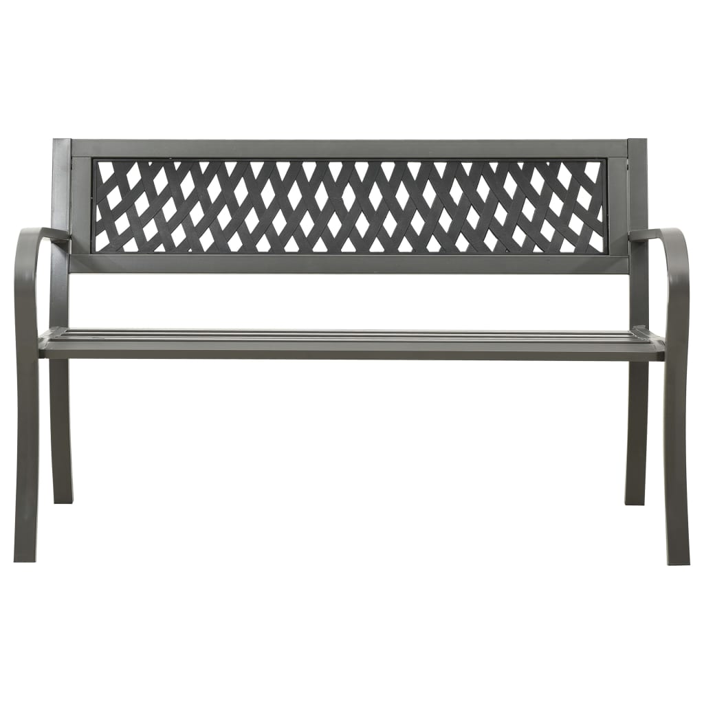 vidaXL Garden Bench | Grey | Powder-coated steel, Plastic | Standard | Durable