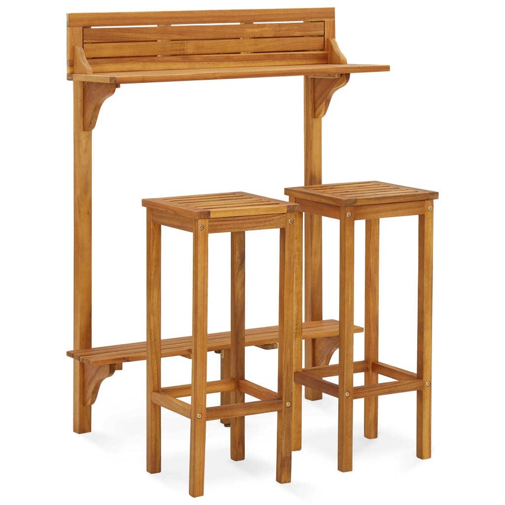 vidaXL Balcony Bar Set | Natural wood | Solid acacia wood, metal | Standard