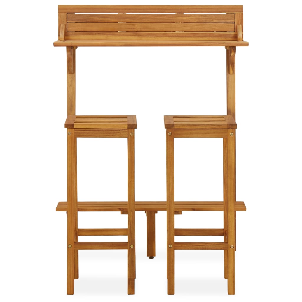 vidaXL Balcony Bar Set | Natural wood | Solid acacia wood, metal | Standard
