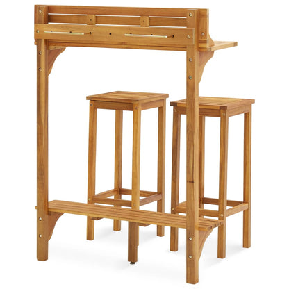 vidaXL Balcony Bar Set | Natural wood | Solid acacia wood, metal | Standard