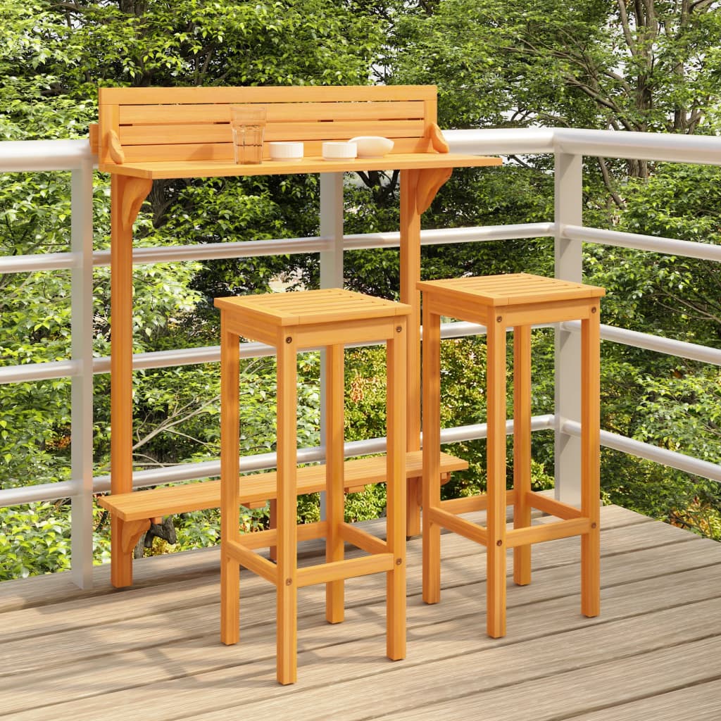 vidaXL Balcony Bar Set | Natural wood | Solid acacia wood, metal | Standard