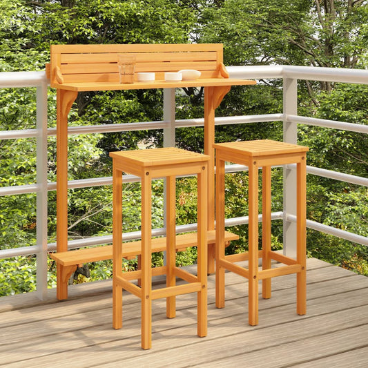 vidaXL Balcony Bar Set | Natural wood | Solid acacia wood, metal | Standard