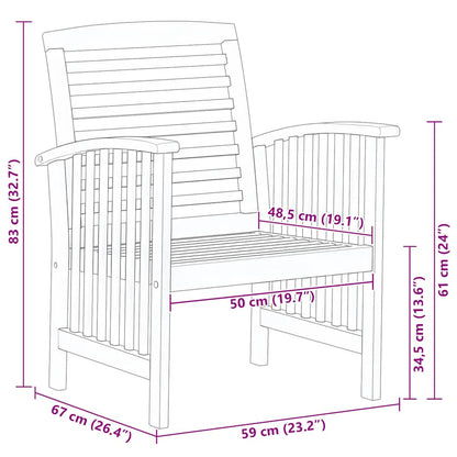 vidaXL Garden Chair | Set of 2 | Natural wood | Solid acacia wood | Standard