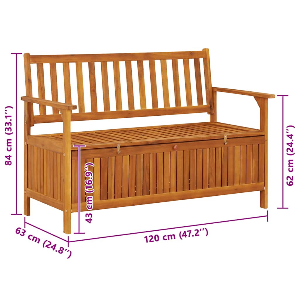 vidaXL Storage Bench | Natural wood | Solid acacia wood | Medium | Storage Bench