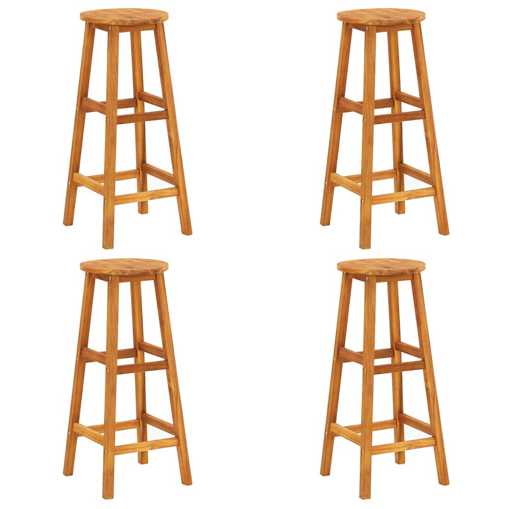 vidaXL Bar Stool | Set of 4 | Acacia Wood Color | Solid Acacia wood | Standard