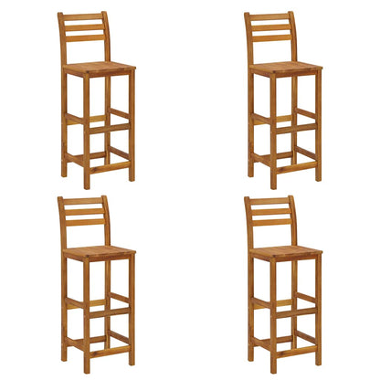 vidaXL Bar Stool | Set of 4 | Natural wood | Solid acacia wood | Standard