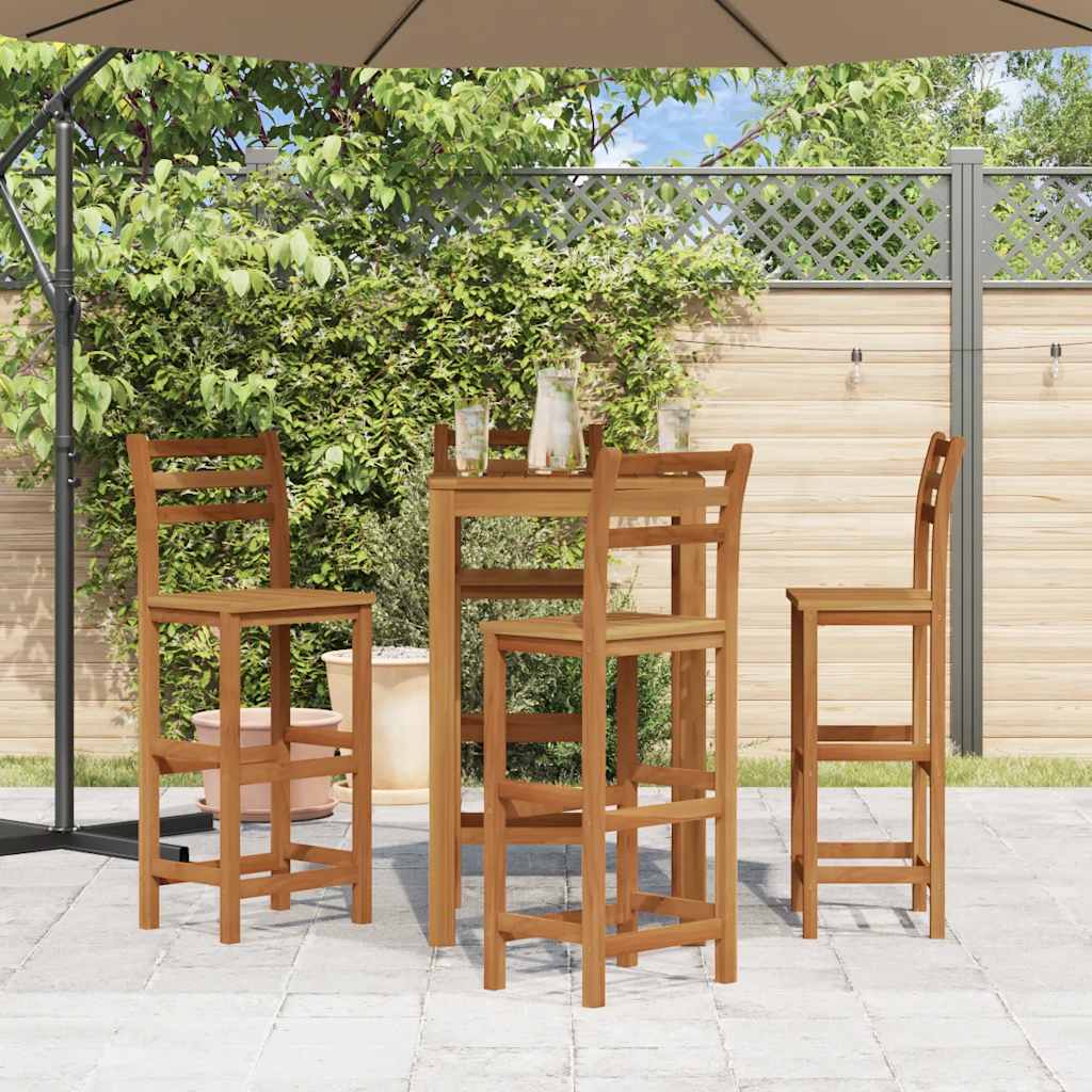 vidaXL Bar Stool | Set of 4 | Natural wood | Solid acacia wood | Standard