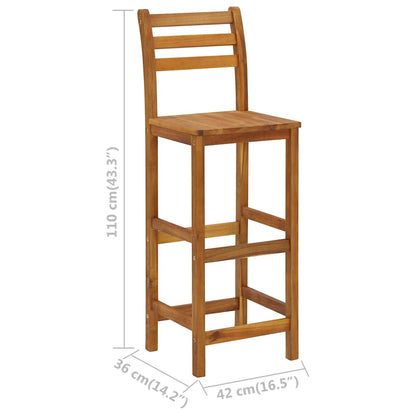 vidaXL Bar Stool | Set of 4 | Natural wood | Solid acacia wood | Standard