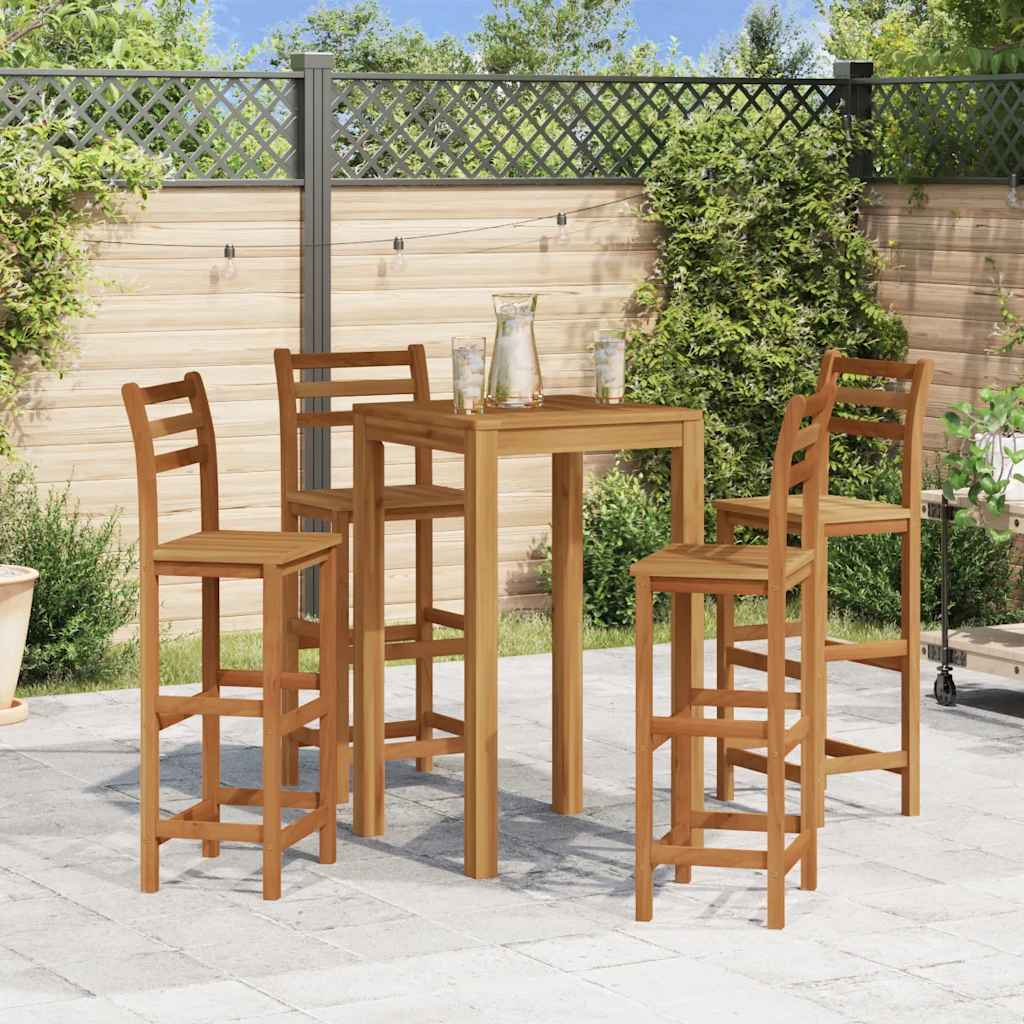 vidaXL Bar Stool | Set of 4 | Natural wood | Solid acacia wood | Standard