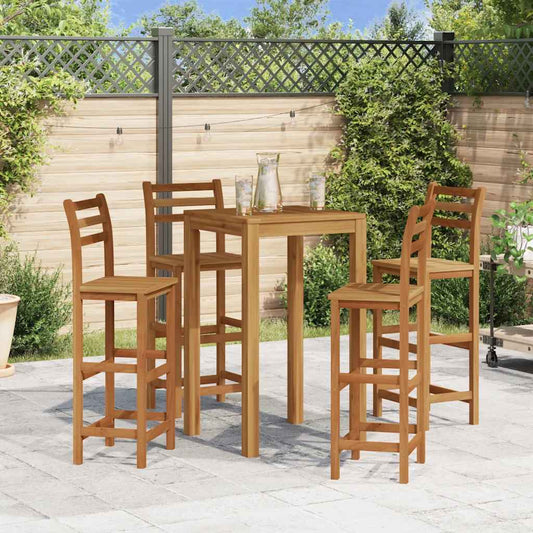 vidaXL Bar Stool | Set of 4 | Natural wood | Solid acacia wood | Standard