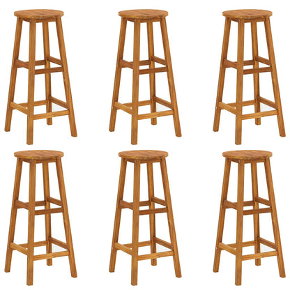 vidaXL Bar Stool | Set of 6 | Solid acacia wood | Standard | Footrest