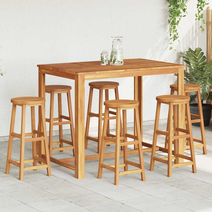 vidaXL Bar Stool | Set of 6 | Solid acacia wood | Standard | Footrest
