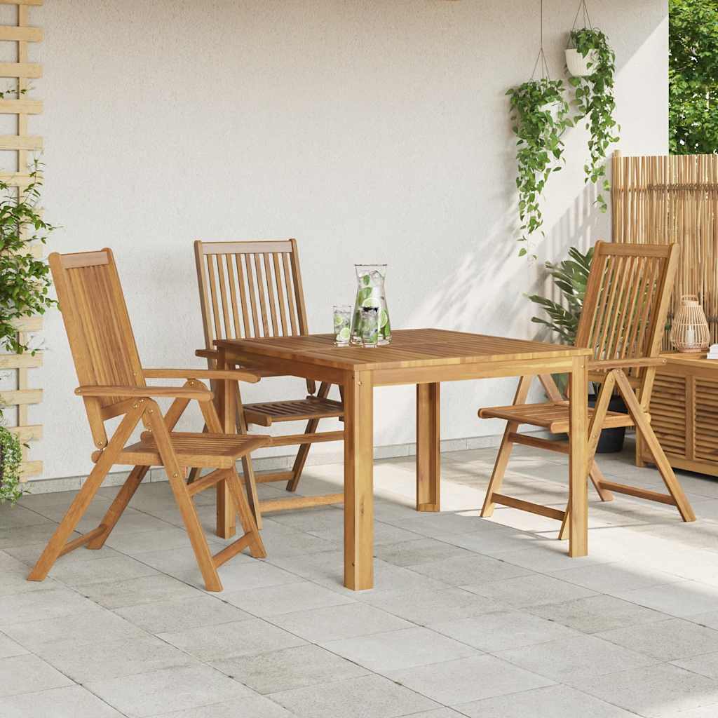 vidaXL Garden Chair | Set of 3 | Brown | Solid Acacia wood | Medium | Foldable