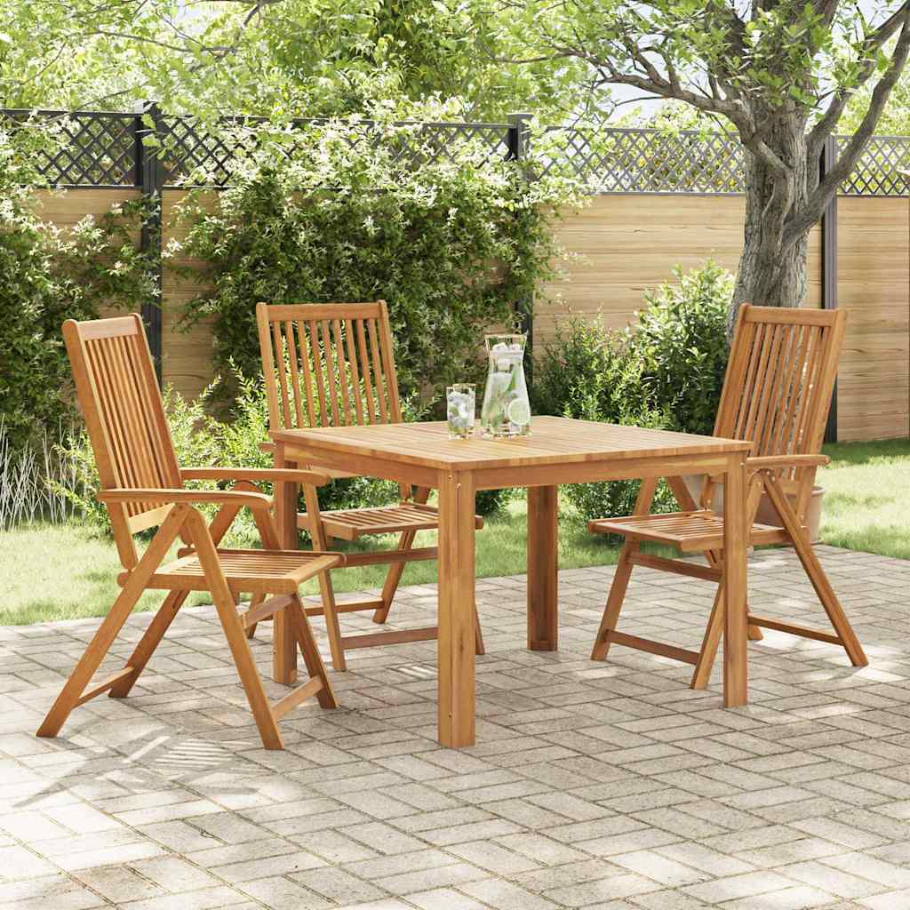 vidaXL Garden Chair | Set of 3 | Brown | Solid Acacia wood | Medium | Foldable