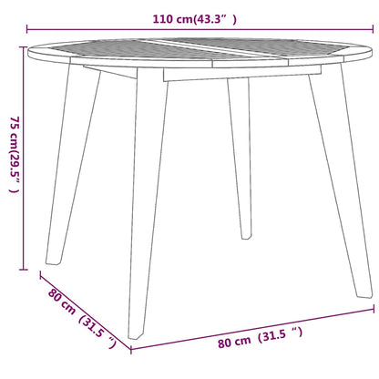 310301 vidaXL Garden Table Ø110x75 cm Solid Wood Acacia