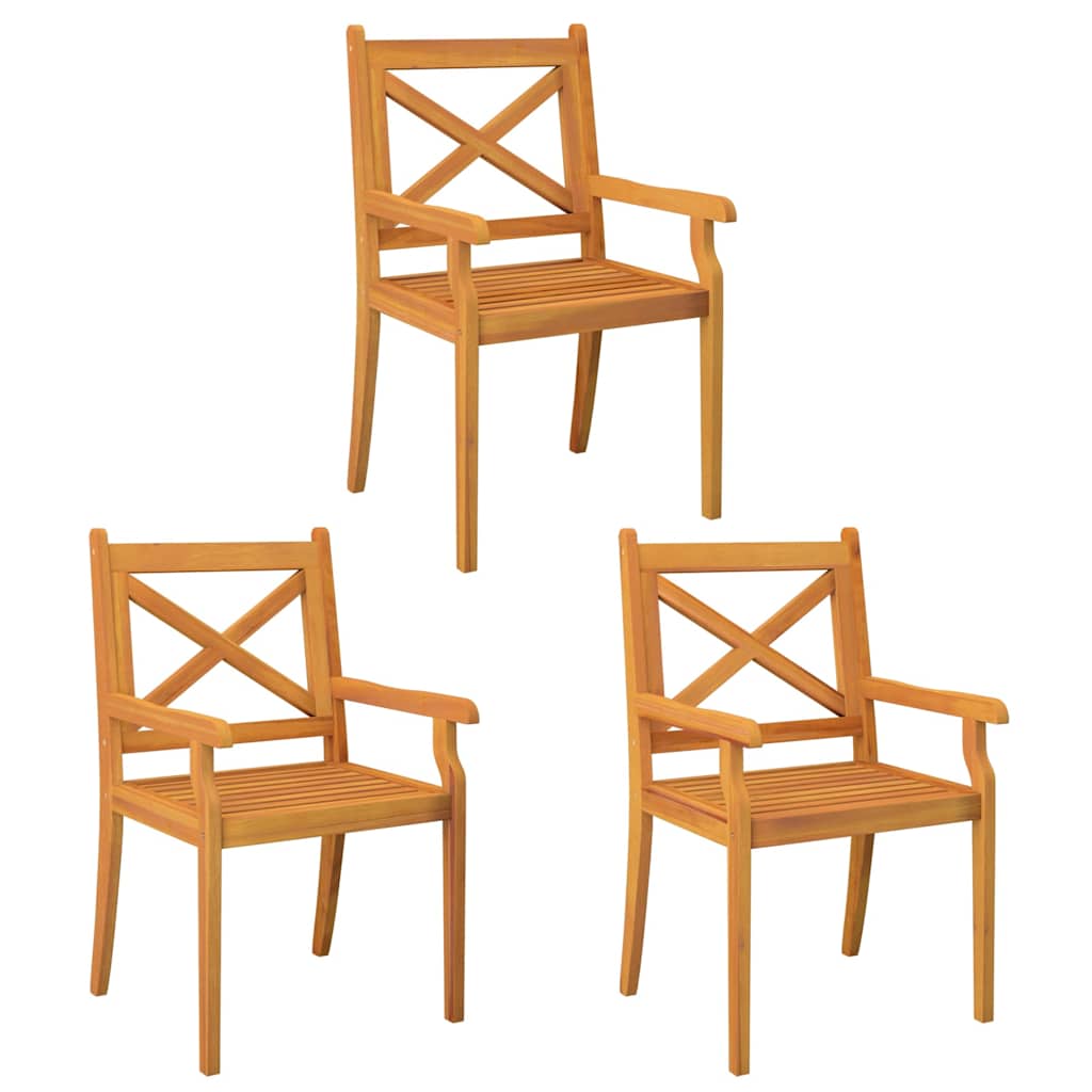 310306 vidaXL Outdoor Dining Chairs 3 pcs Solid Wood Acacia