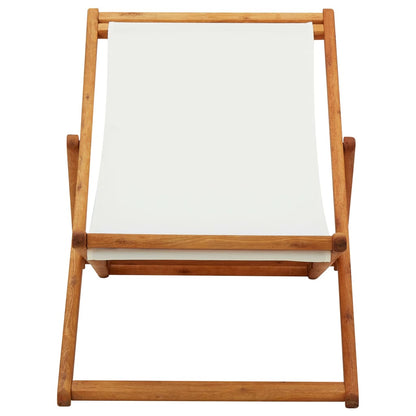 vidaXL Beach Chair | Cream White | Solid Eucalyptus Wood | Medium | Foldable