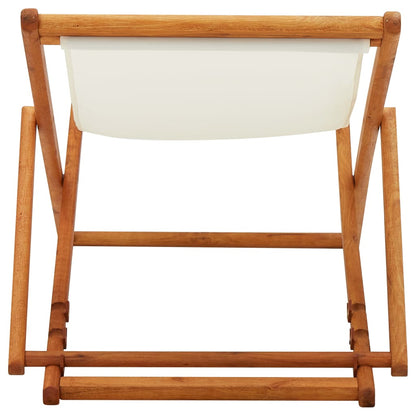 vidaXL Beach Chair | Cream White | Solid Eucalyptus Wood | Medium | Foldable