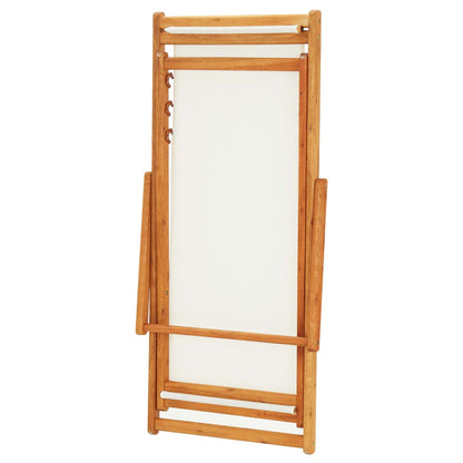 vidaXL Beach Chair | Cream White | Solid Eucalyptus Wood | Medium | Foldable