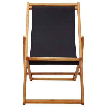 vidaXL Beach Chair | Black | Solid eucalyptus wood, 100% polyester fabric