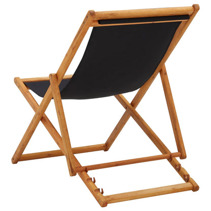 vidaXL Beach Chair | Black | Solid eucalyptus wood, 100% polyester fabric