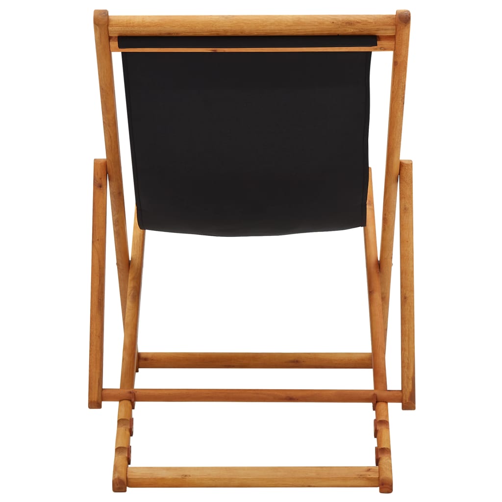 vidaXL Beach Chair | Black | Solid eucalyptus wood, 100% polyester fabric