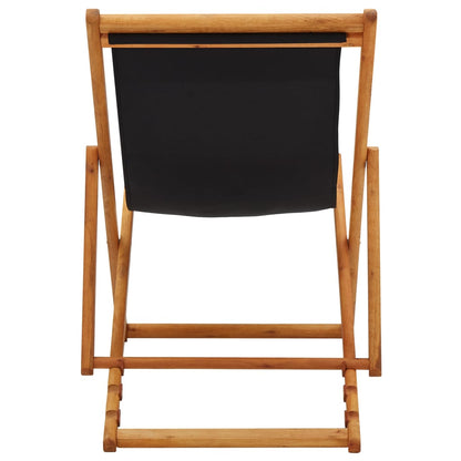 vidaXL Beach Chair | Black | Solid eucalyptus wood, 100% polyester fabric